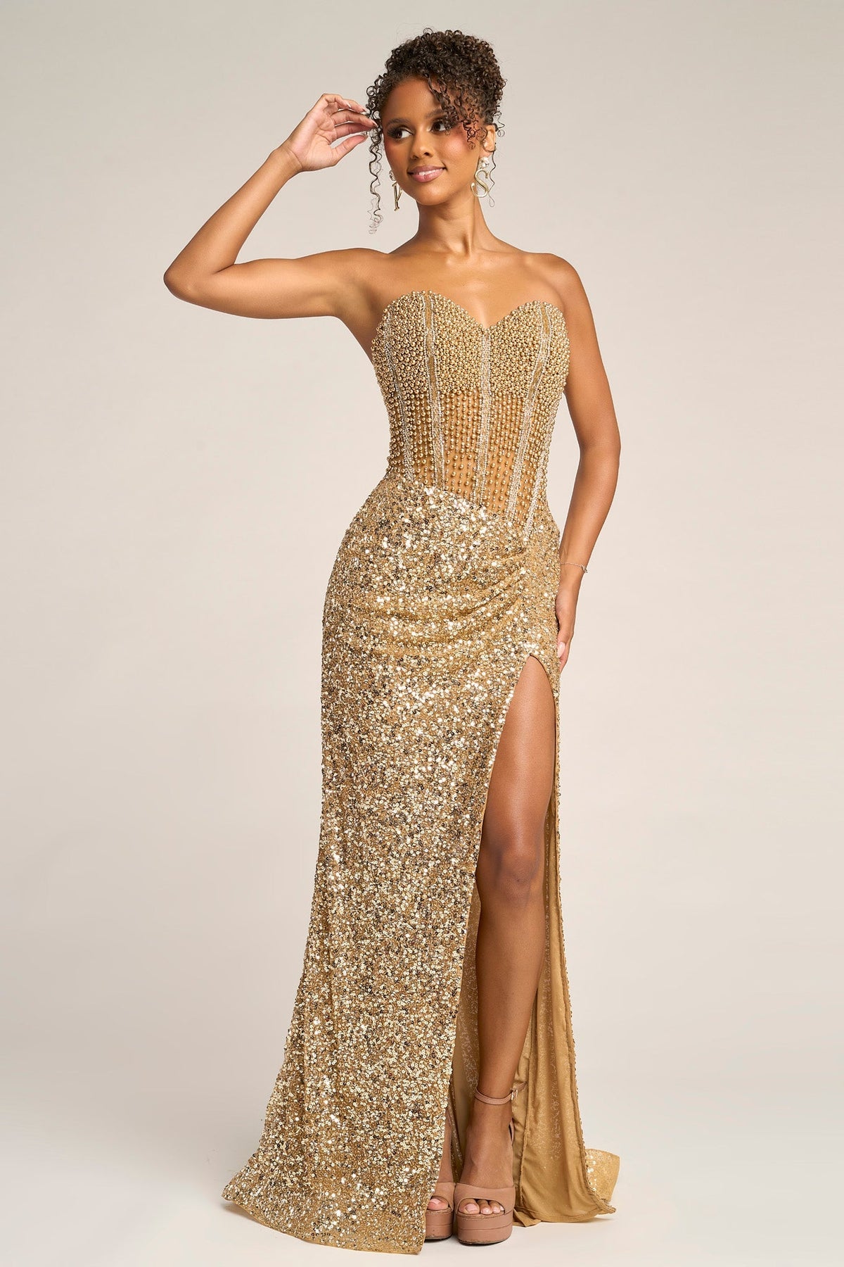 Portia & Scarlett PS26432C in Gold, front view | Lady Black Tie