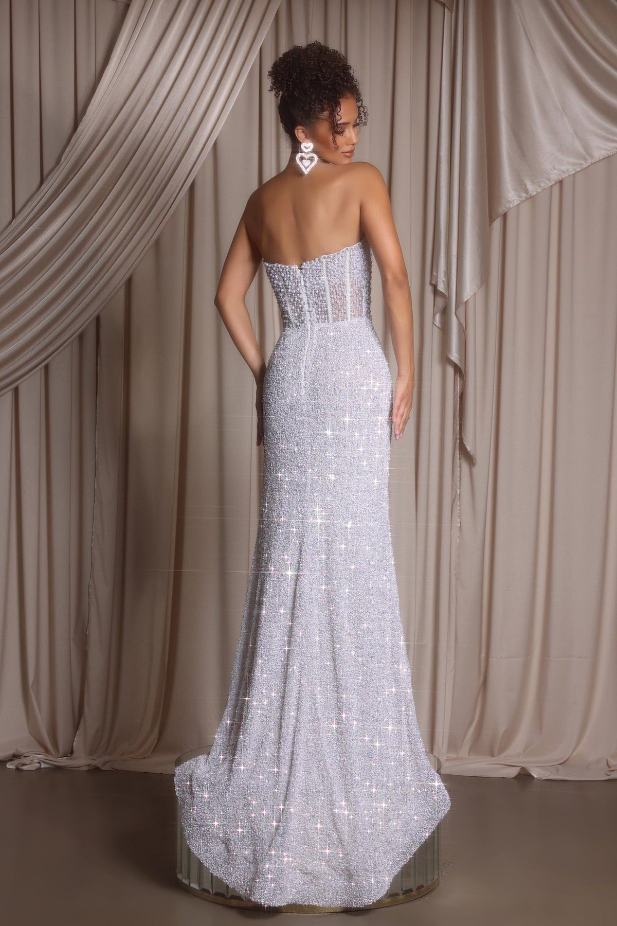 Portia & Scarlett PS26432C in White, back view | Lady Black Tie