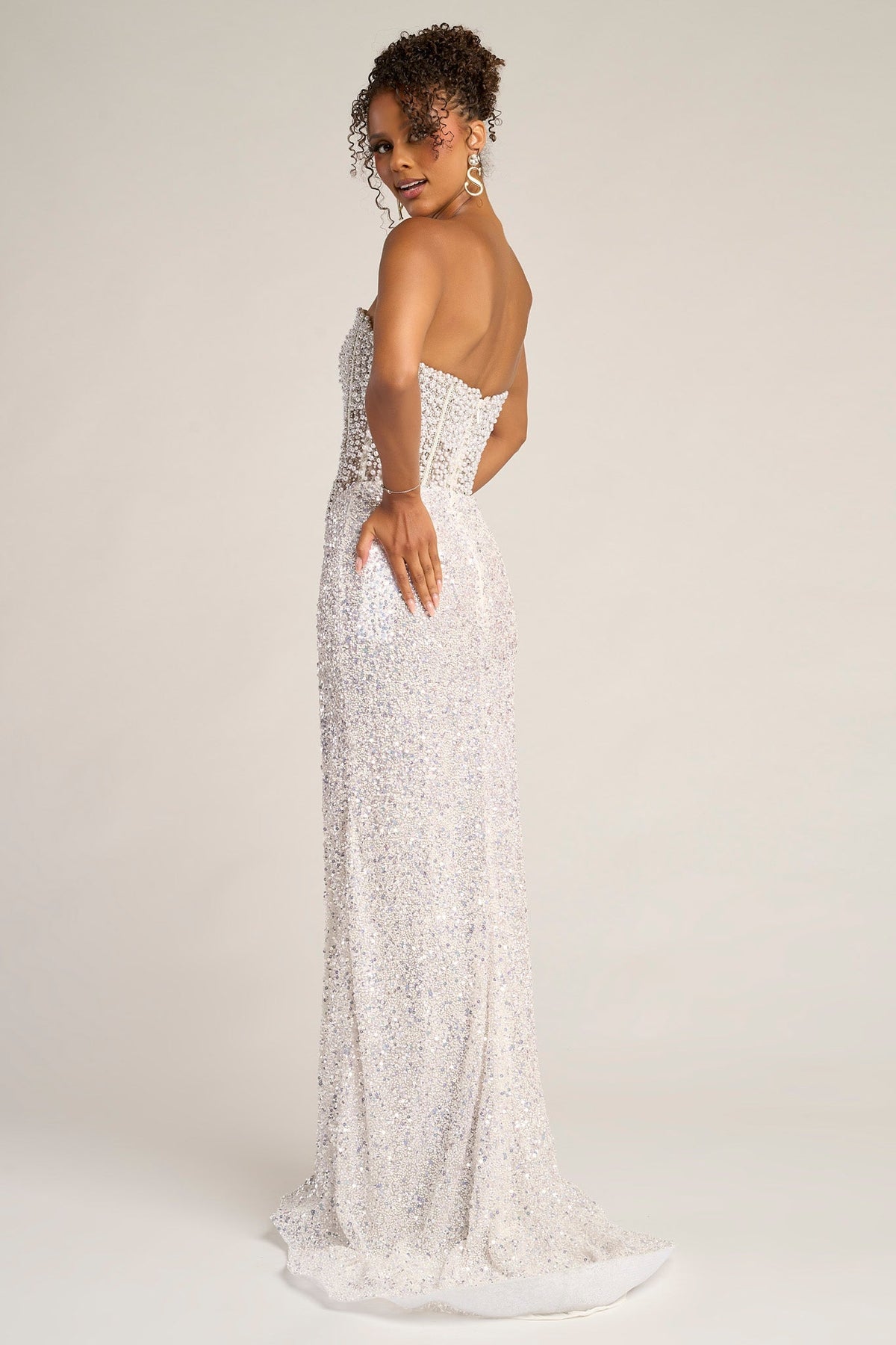 Portia & Scarlett PS26432C in White, back view | Lady Black Tie