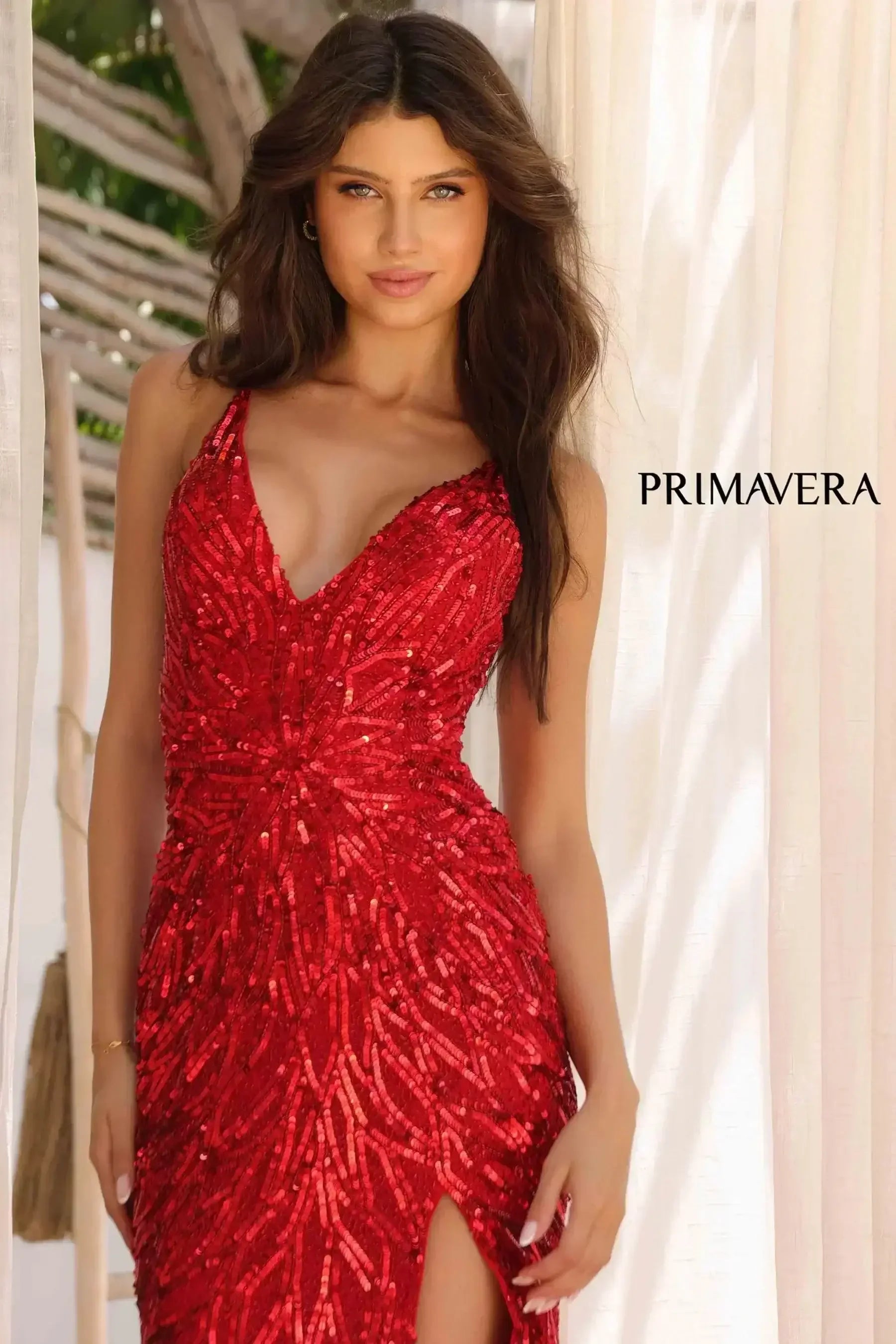 4121 - Primavera - Sequin Beaded Fitted Gown