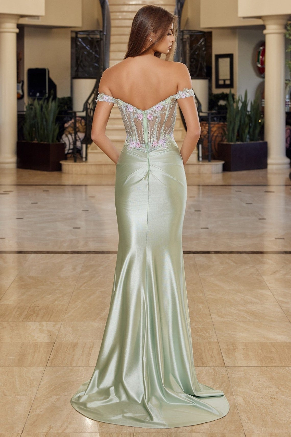 Gloria Gown - Off the Shoulder Satin Dress