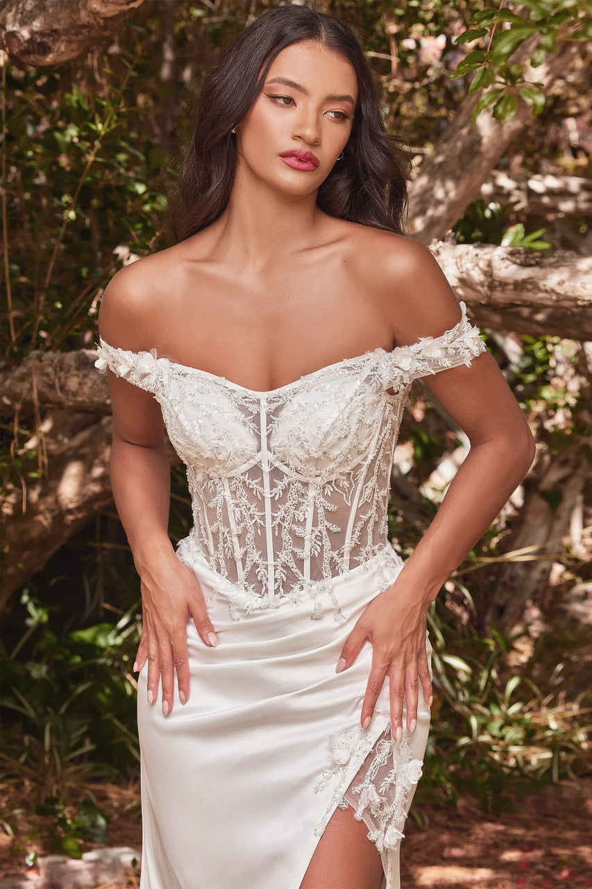 Lady Black Tie - Rosaline Gown - Off White - Floral Off-the-shoulder Dress - Size Small Lady Black Tie - Rosaline Gown - Off White - Floral Off-the-shoulder Dress - Size Small