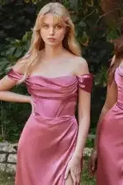 Mabel Gown - Mauve Rose - LUXE SATIN OFF THE SHOULDER CORSET GOWN