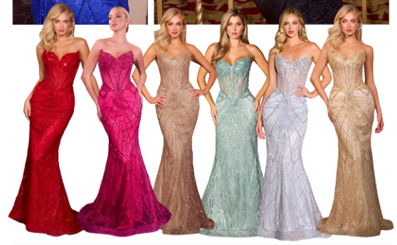 GEMINI GOWN - BEADED SEQUIN FITTED STRAPLESS GOWN