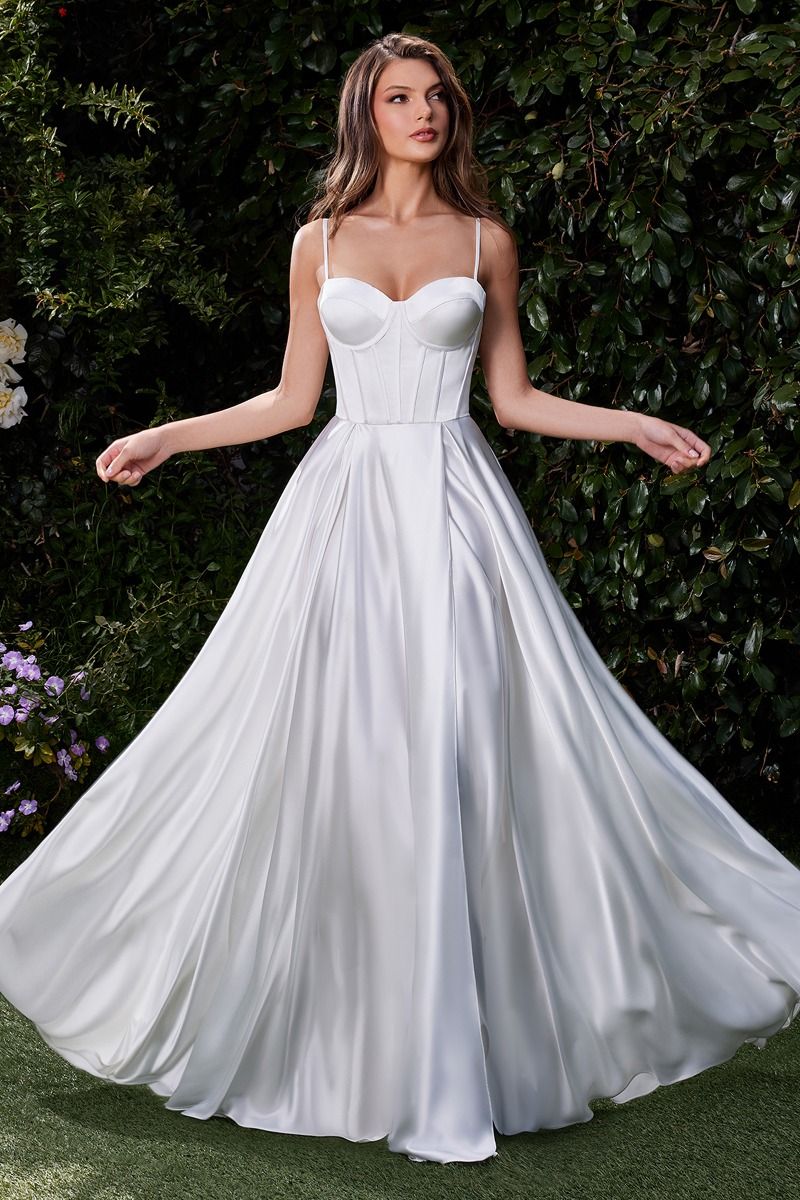 Lady Black Tie - Selma Gown - Off White - A-line Luxe Satin Bustier Dress - Size 6 Lady Black Tie - Selma Gown - Off White - A-line Luxe Satin Bustier Dress - Size 6