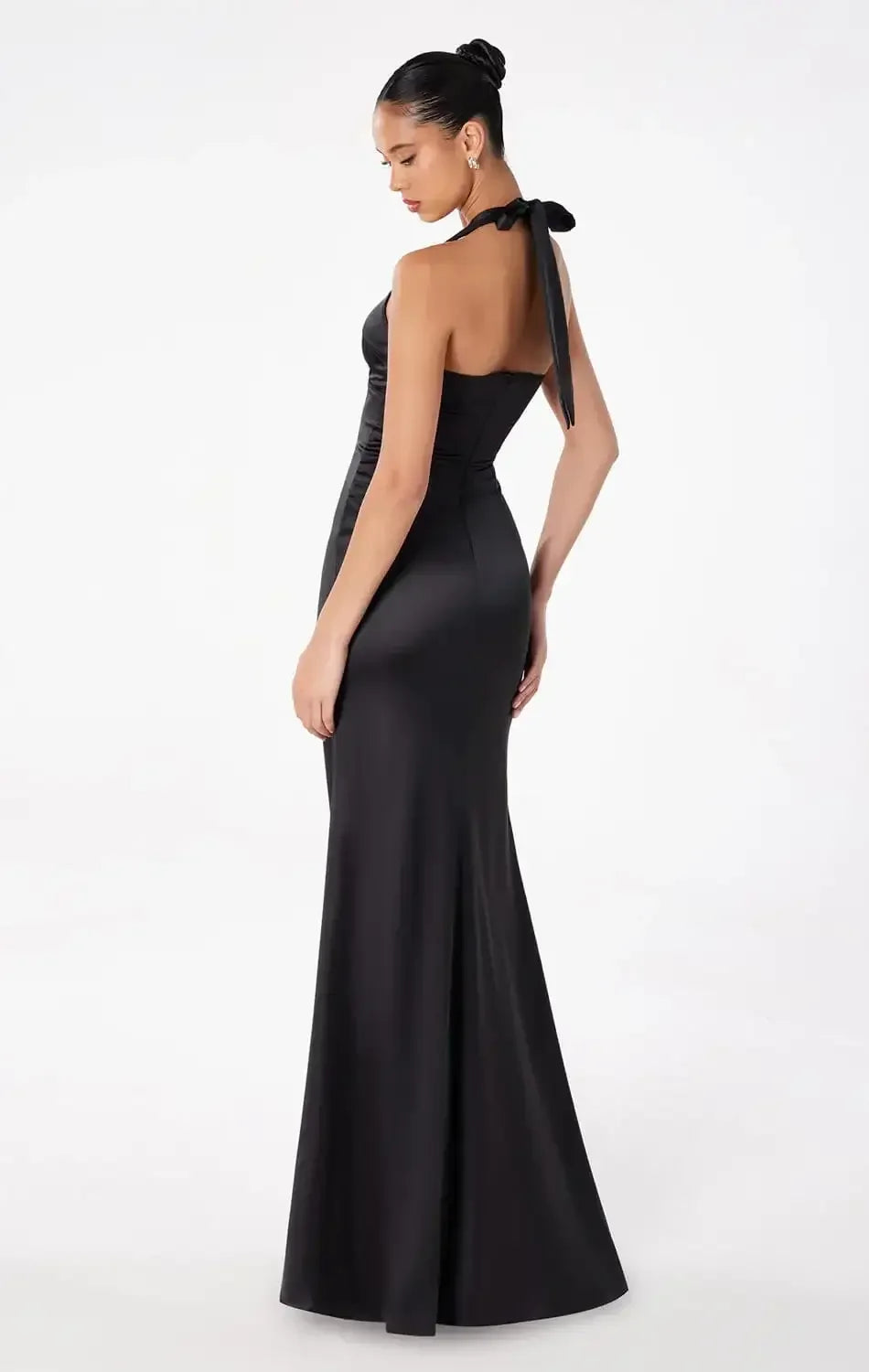 MAREN SATIN HALTER MAXI DRESS