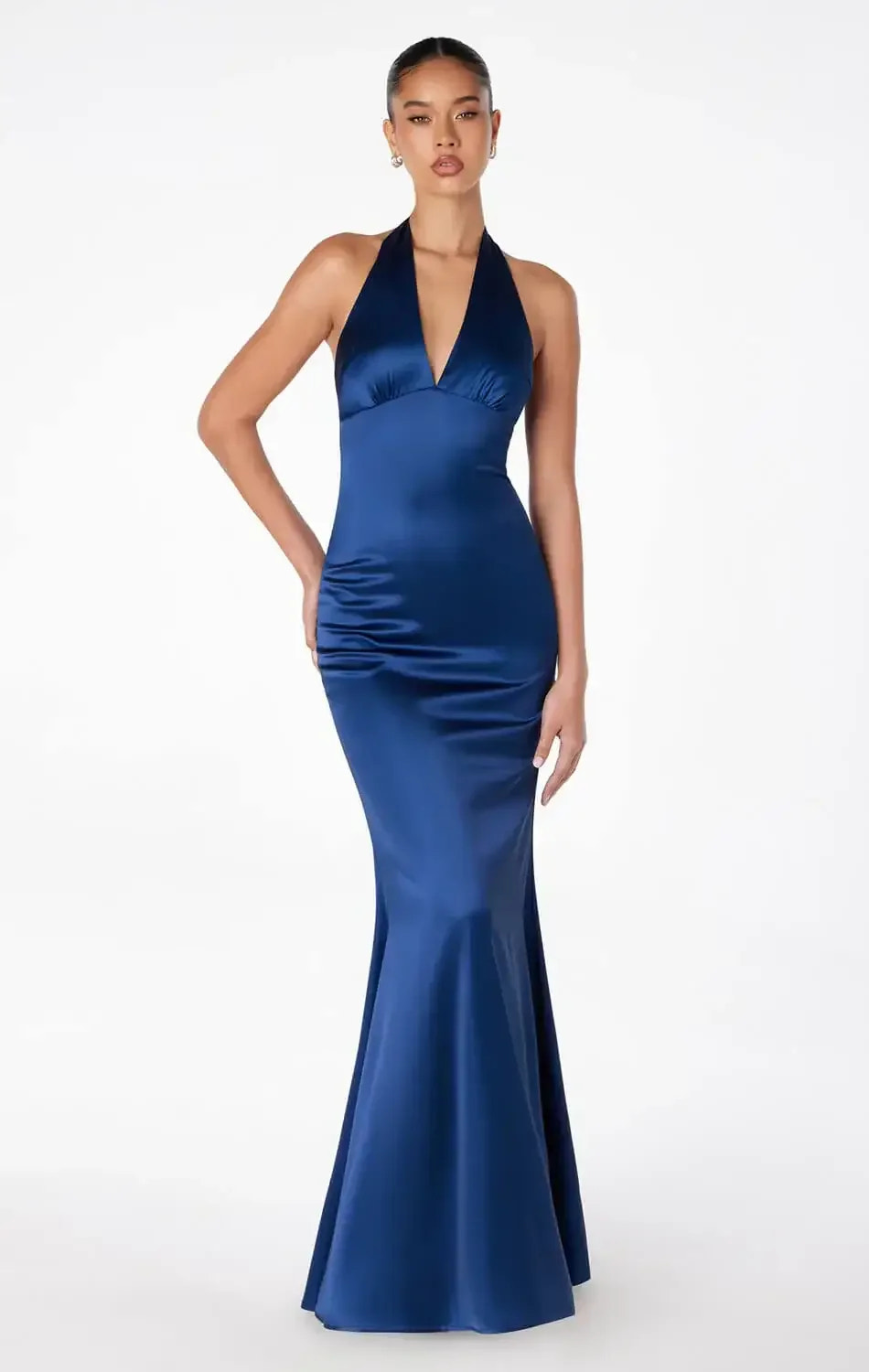 MAREN SATIN HALTER MAXI DRESS
