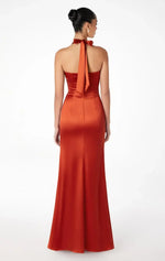 MAREN SATIN HALTER MAXI DRESS