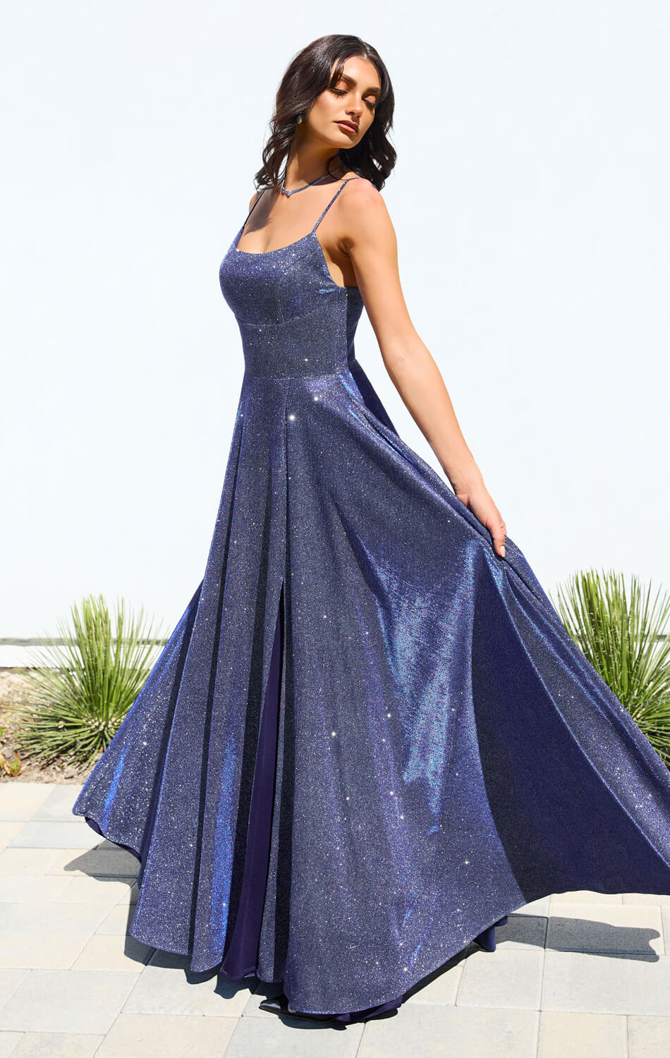 Lady Black Tie - Eileen Gown - Elegant Shimmer Drape Formal Dress