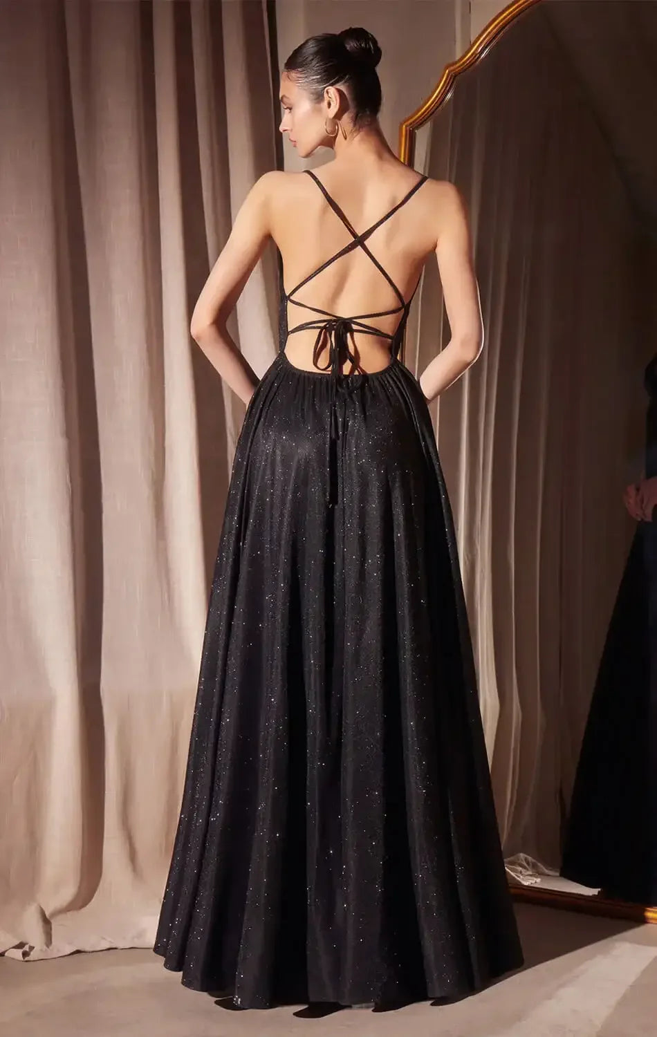 Gwendolyn Gown – Shimmer Lace-Up Back A-Line Evening Dress