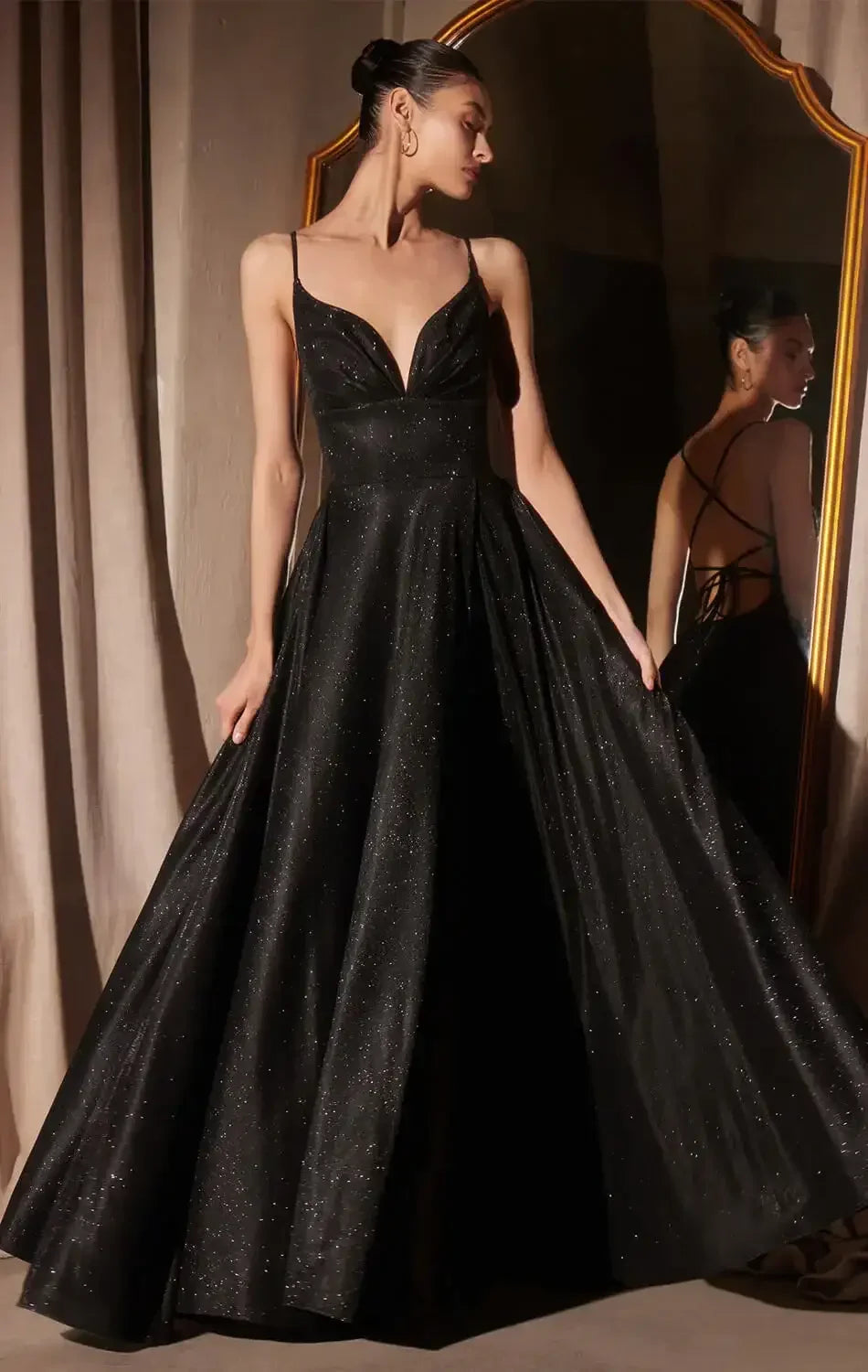 Gwendolyn Gown – Shimmer Lace-Up Back A-Line Evening Dress