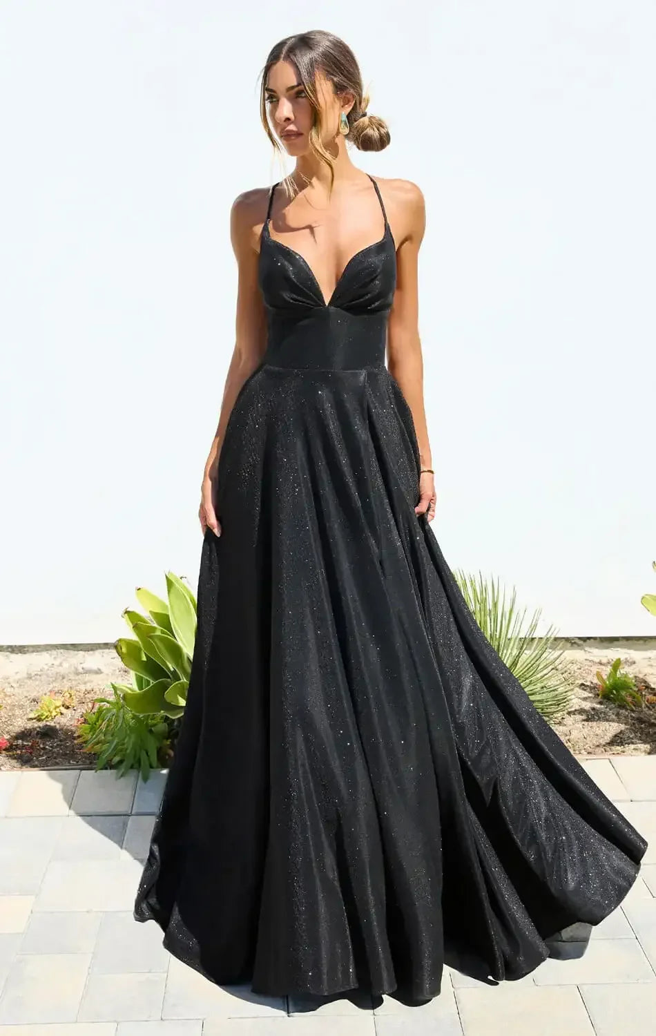 Gwendolyn Gown – Shimmer Lace-Up Back A-Line Evening Dress