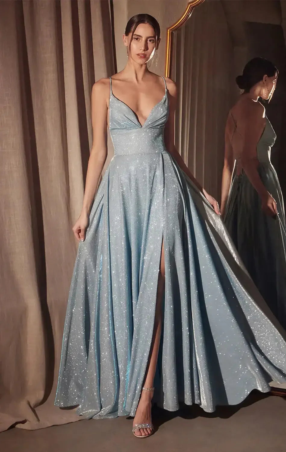 Gwendolyn Gown – Shimmer Lace-Up Back A-Line Evening Dress