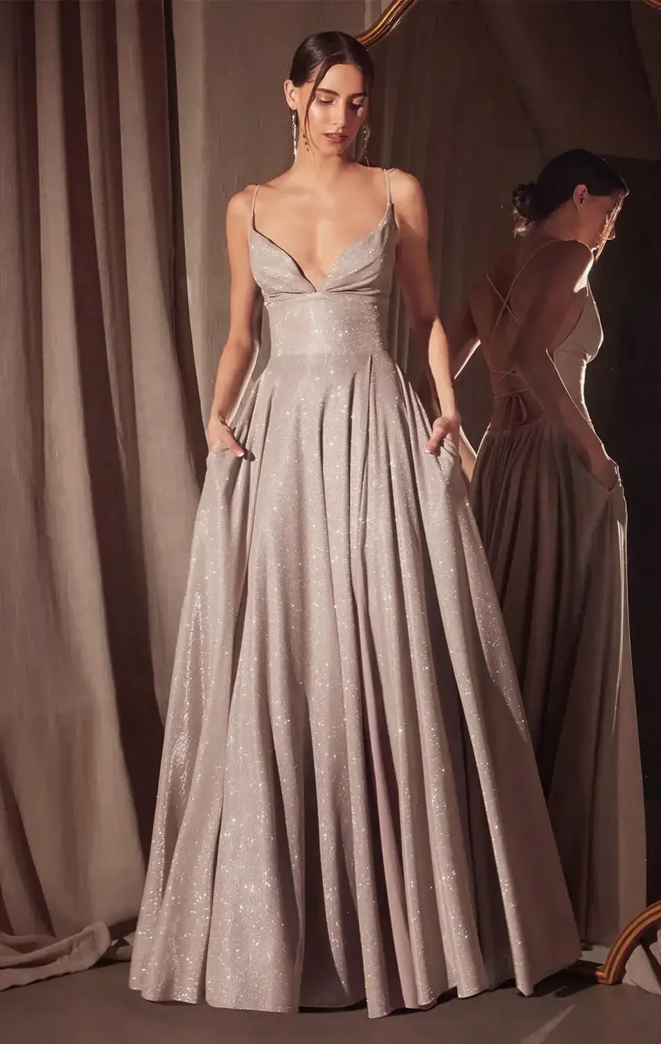 Gwendolyn Gown – Shimmer Lace-Up Back A-Line Evening Dress