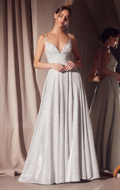 Gwendolyn Gown - Shimmer Lace-Up Back A-Line Evening Dress