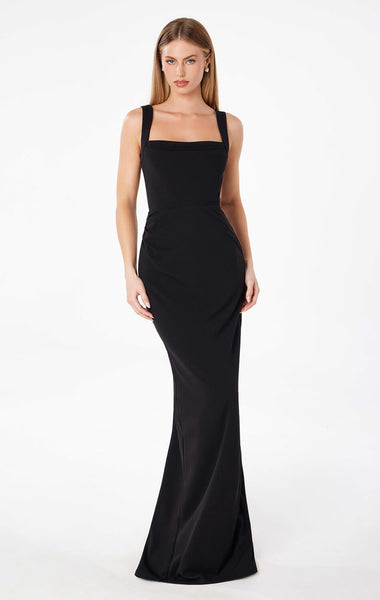 Lady Black Tie - Shayla Maxi Dress - Square Neckline Dress
