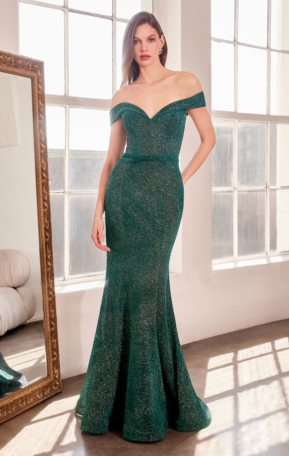 Lady Black Tie - Hollywood Gown - Off-the-shoulder Glitter Mermaid Dress Lady Black Tie - Hollywood Gown - Off-the-shoulder Glitter Mermaid Dress