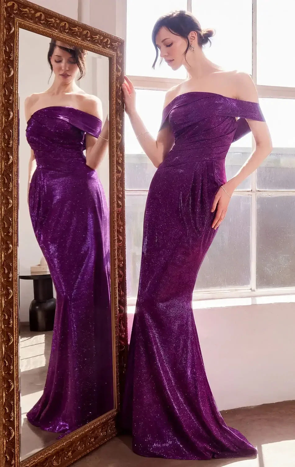 Starlet Gown - Off-the-Shoulder Pleated Dress