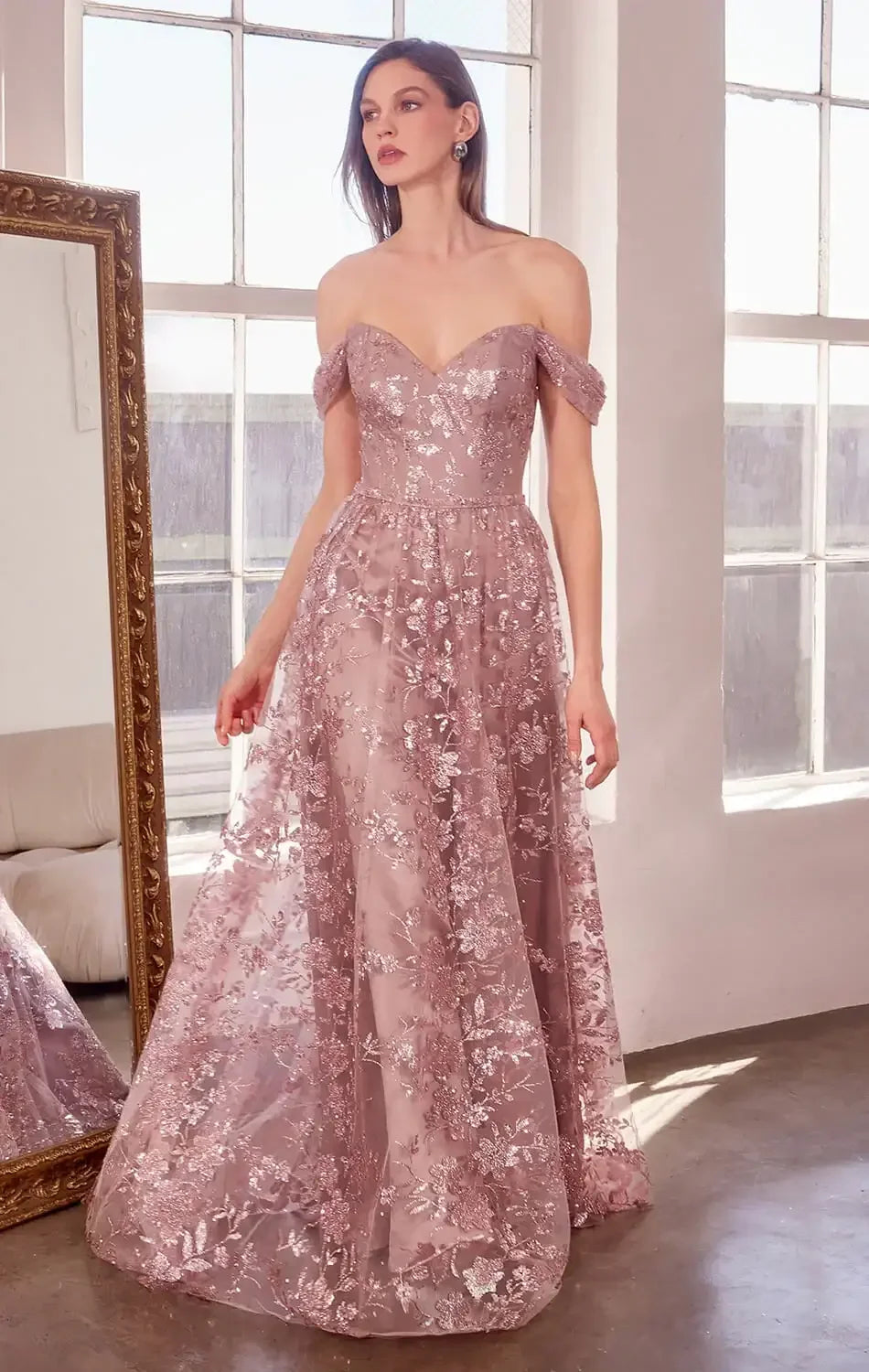 Veronica Gown - Glitter Print Long A-line Dress