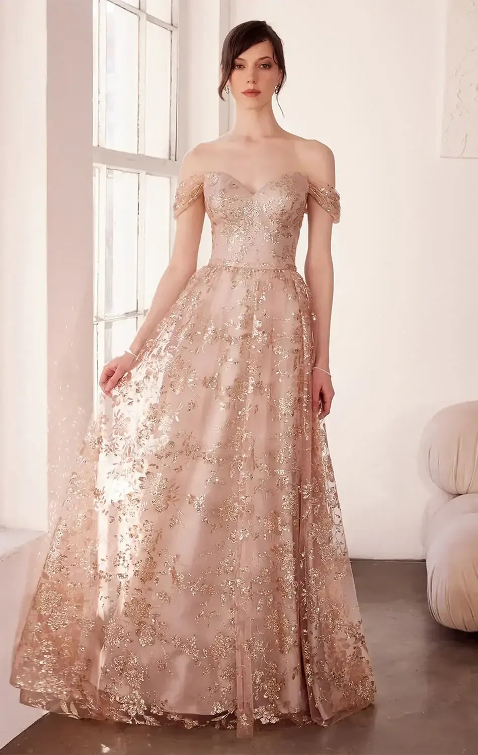 Veronica Gown - Glitter Print Long A-line Dress