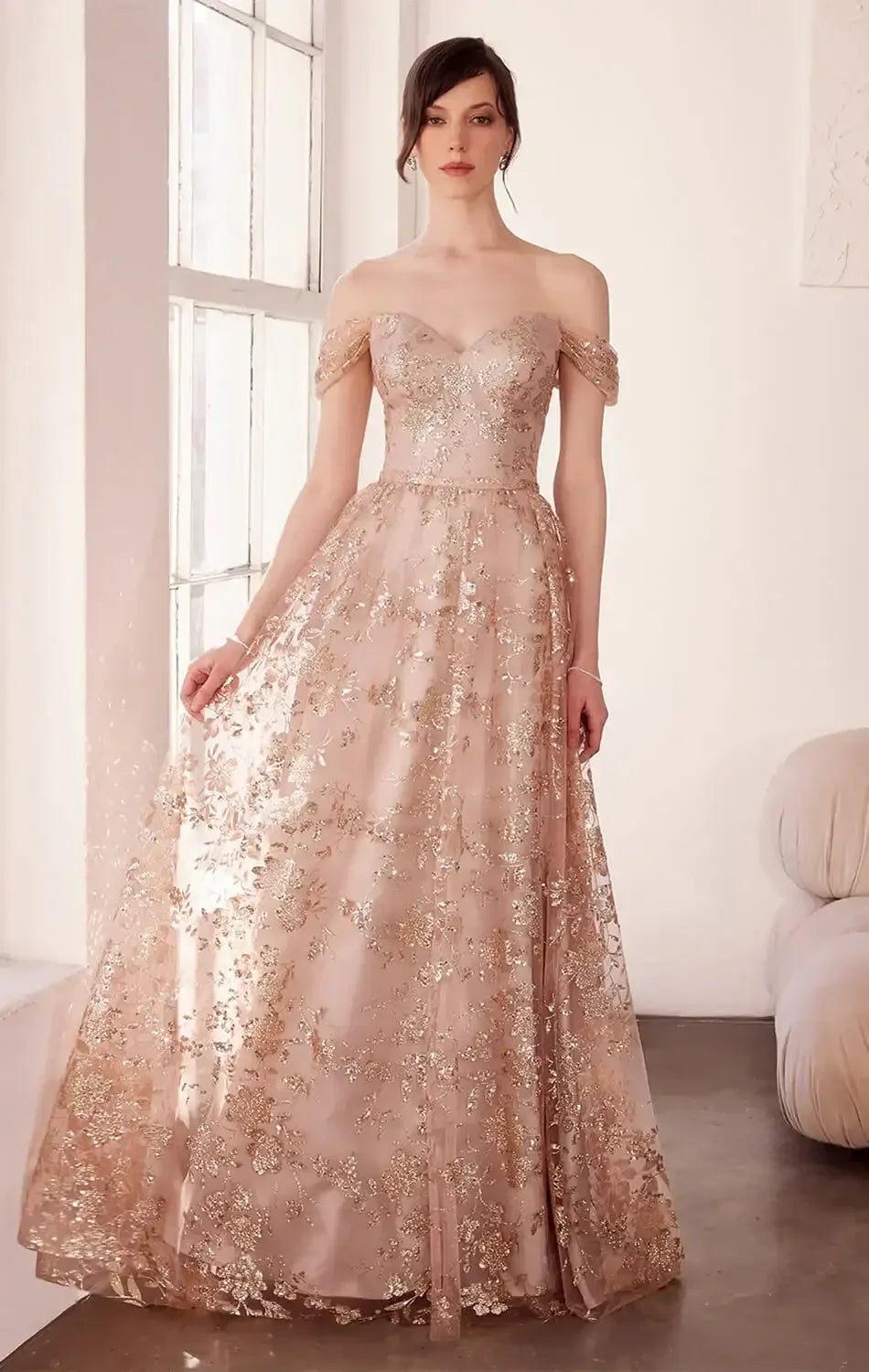 Veronica Gown - Glitter Print Long A-line Dress