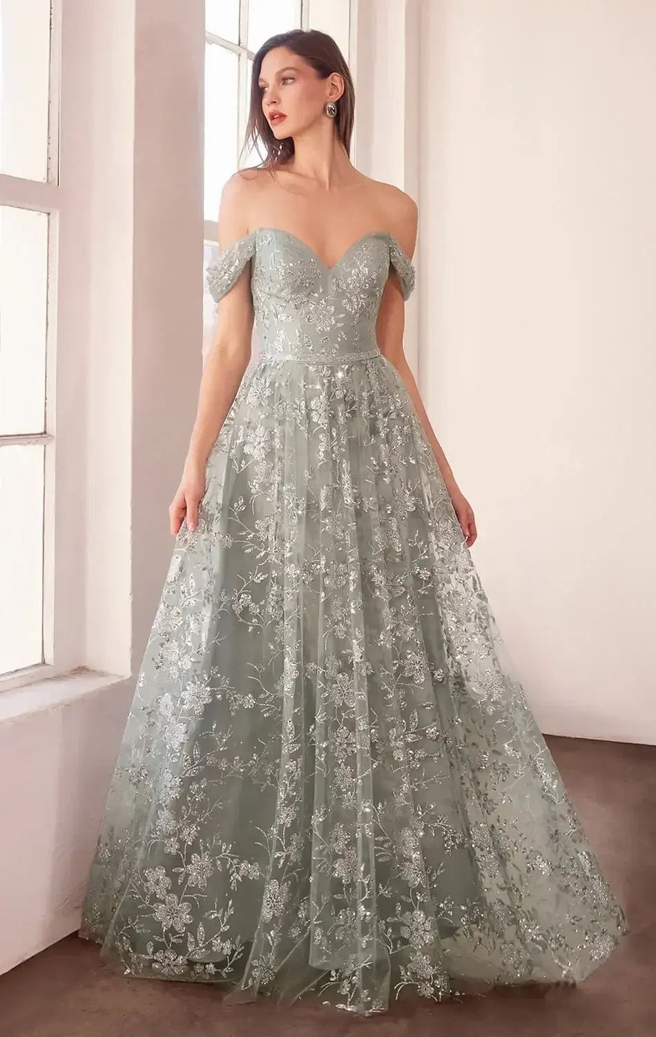 Veronica Gown - Glitter Print Long A-line Dress