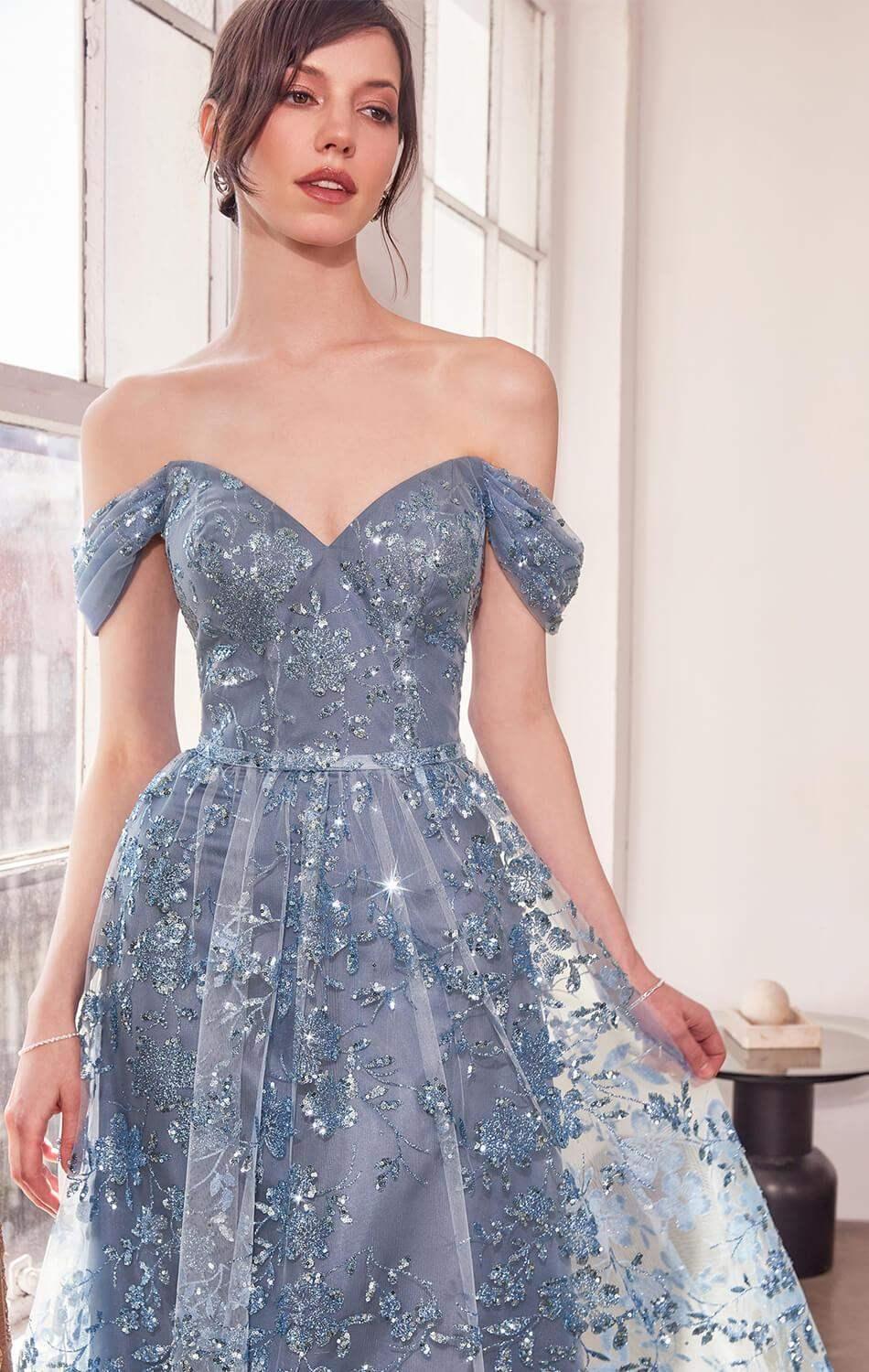 Veronica Gown - Glitter Print Long A-line Dress