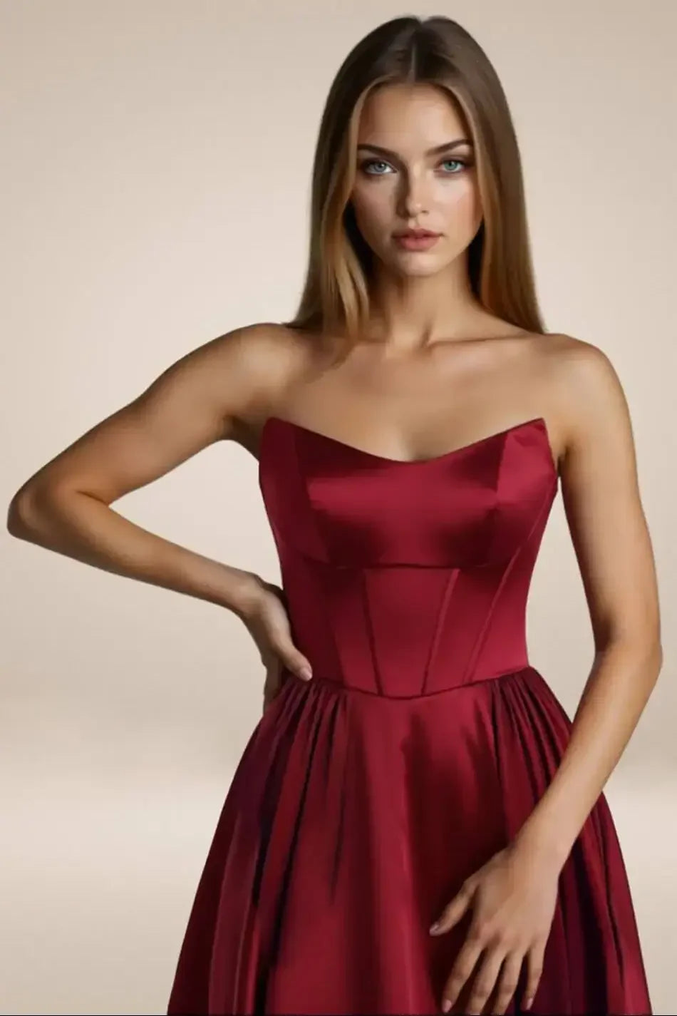 GINNY GOWN - SATIN STRAPLESS A-LINE DRESS