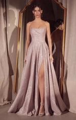 Quinn Gown - Long Strapless Glitter A-line Dress