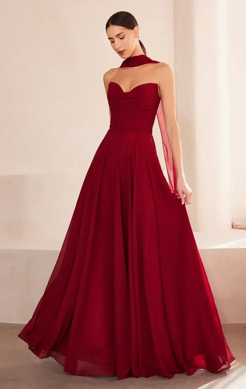 Ella Gown - A-line Strapless Chiffon Dress