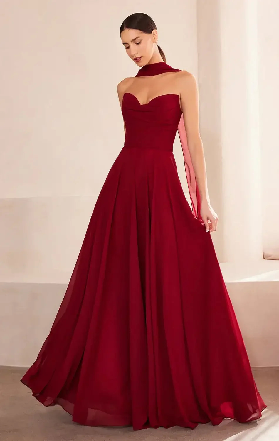 Ella Gown - A-line Strapless Chiffon Dress