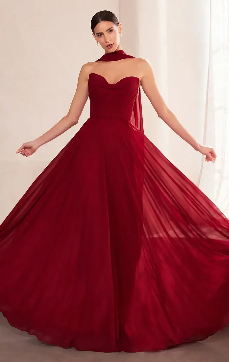 Ella Gown - A-line Strapless Chiffon Dress