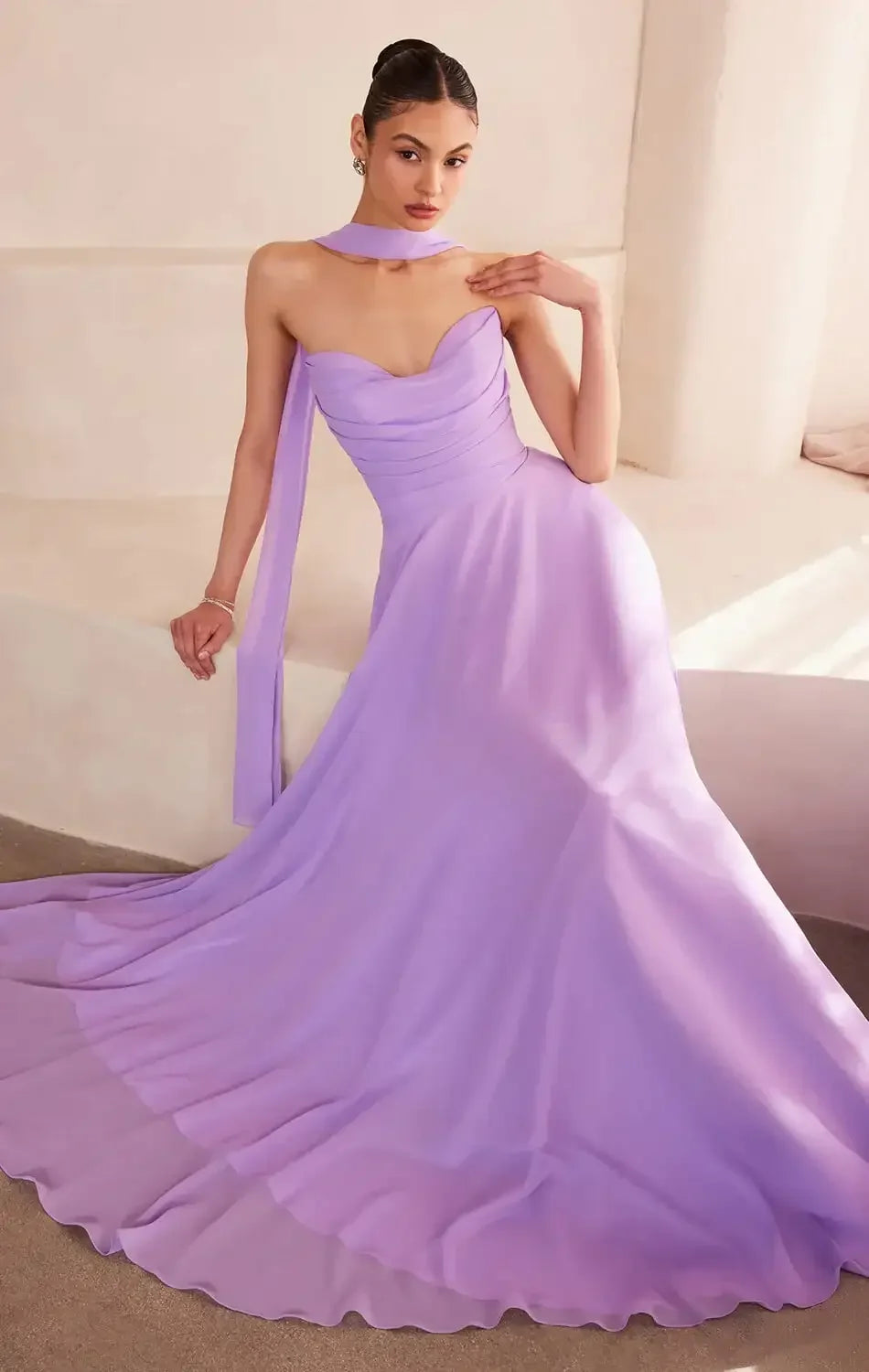 Ella Gown - A-line Strapless Chiffon Dress