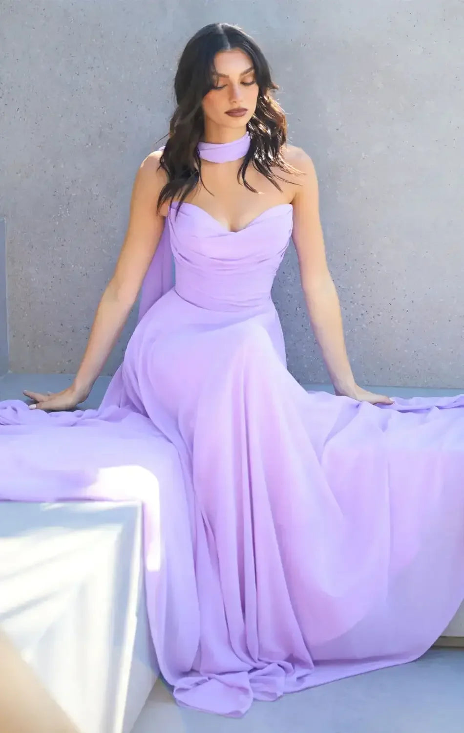 Ella Gown - A-line Strapless Chiffon Dress