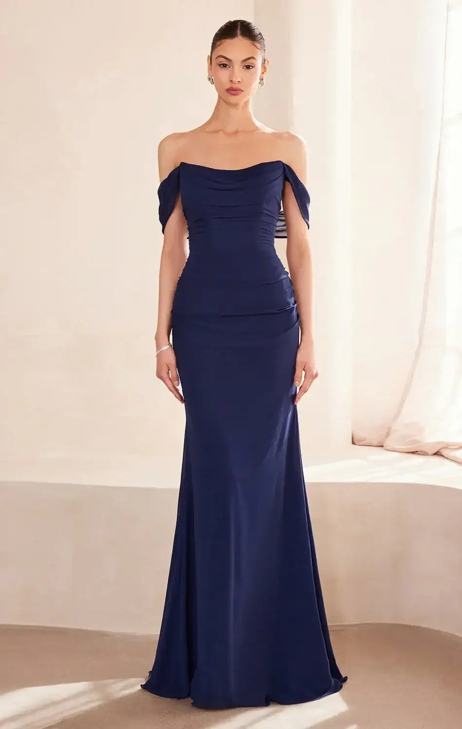 Faye Gown - Chiffon Off-the-Shoulder Fitted Dress