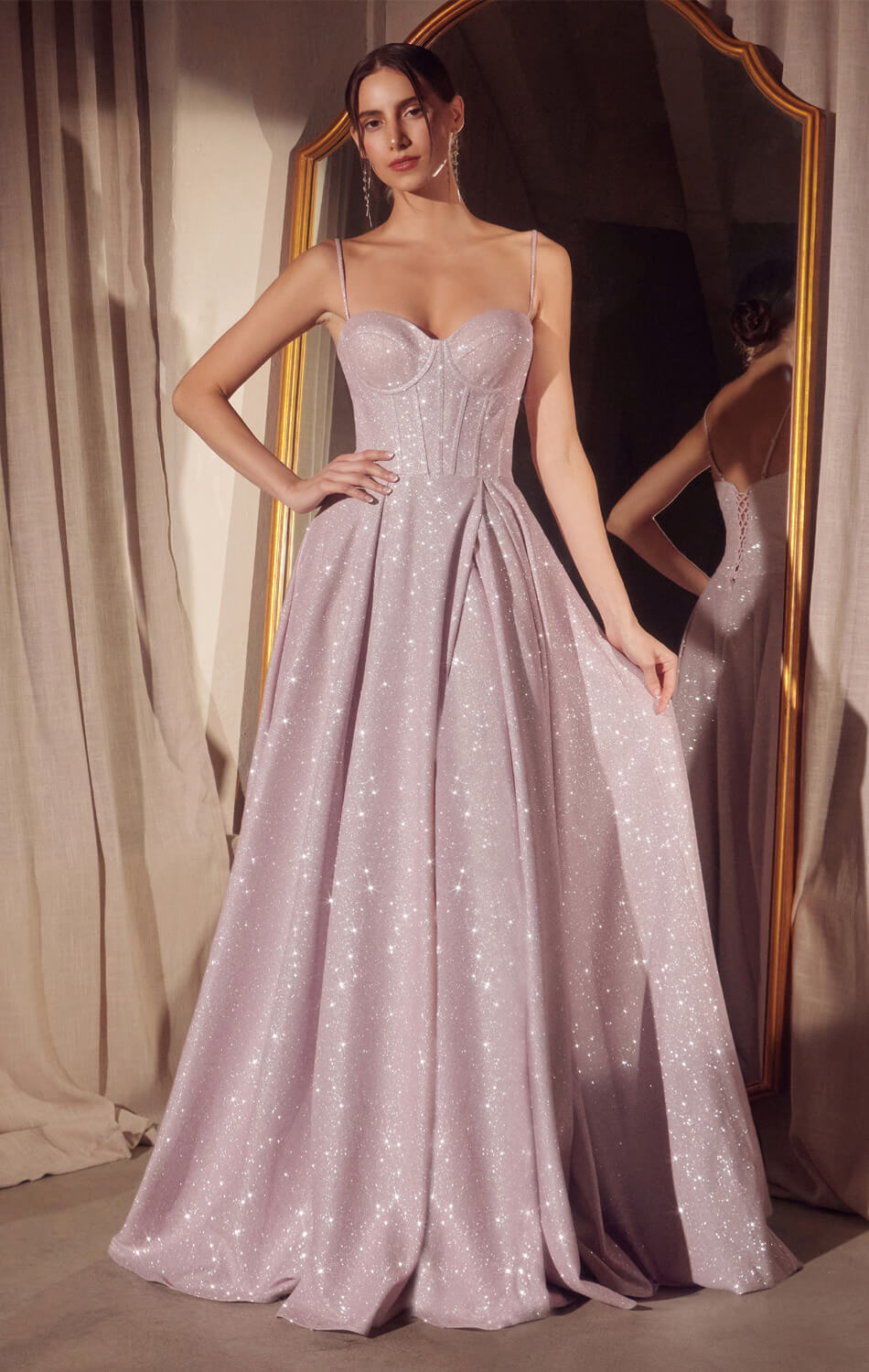 Lady Black Tie - Krista Gown - Glitter Dusted A-line Bustier Dress - Size Xxs Lady Black Tie - Krista Gown - Glitter Dusted A-line Bustier Dress - Size Xxs