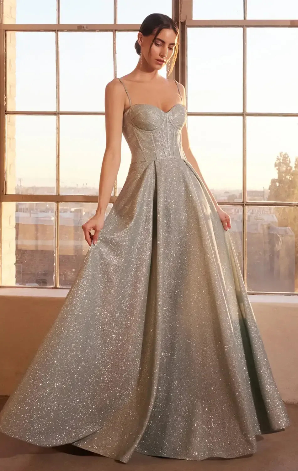 Krista Gown - Glitter Dusted A-line Corset Dress