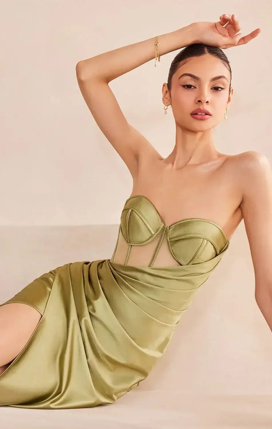 Sadie Maxi Dress - Strapless Sweetheart Corset Satin Dress