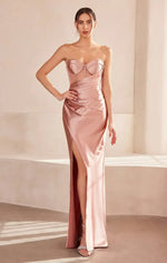 Sadie Maxi Dress - Strapless Sweetheart Corset Satin Dress