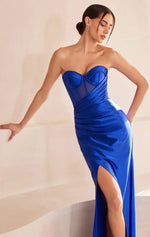 Sadie Maxi Dress - Strapless Sweetheart Corset Satin Dress