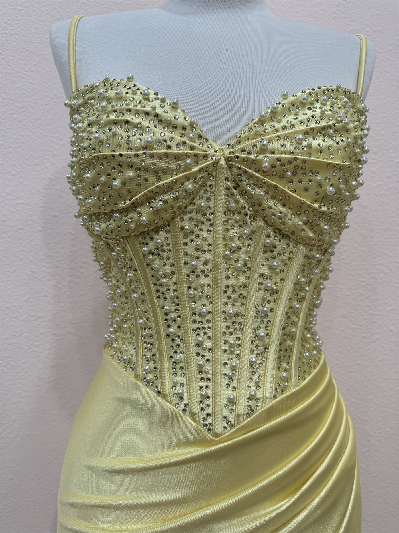 Angie Mini Dress - Beaded Corset Satin Cocktail Dress