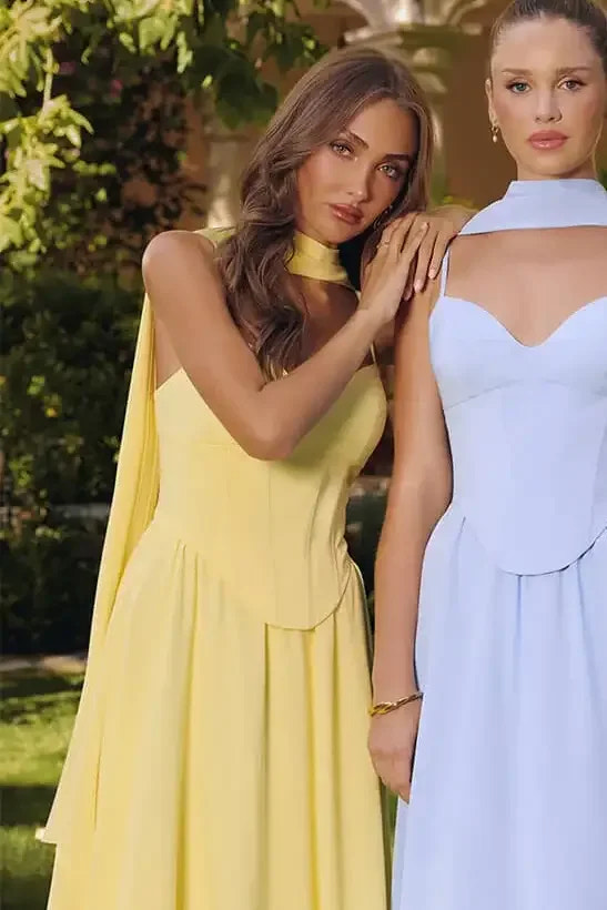 EFFIE GOWN - A-LINE CHIFFON DRESS WITH SCARF