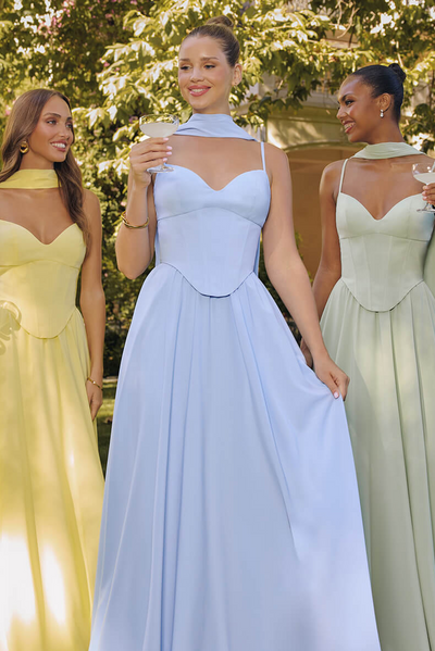 EFFIE GOWN - A-LINE CHIFFON DRESS WITH SCARF