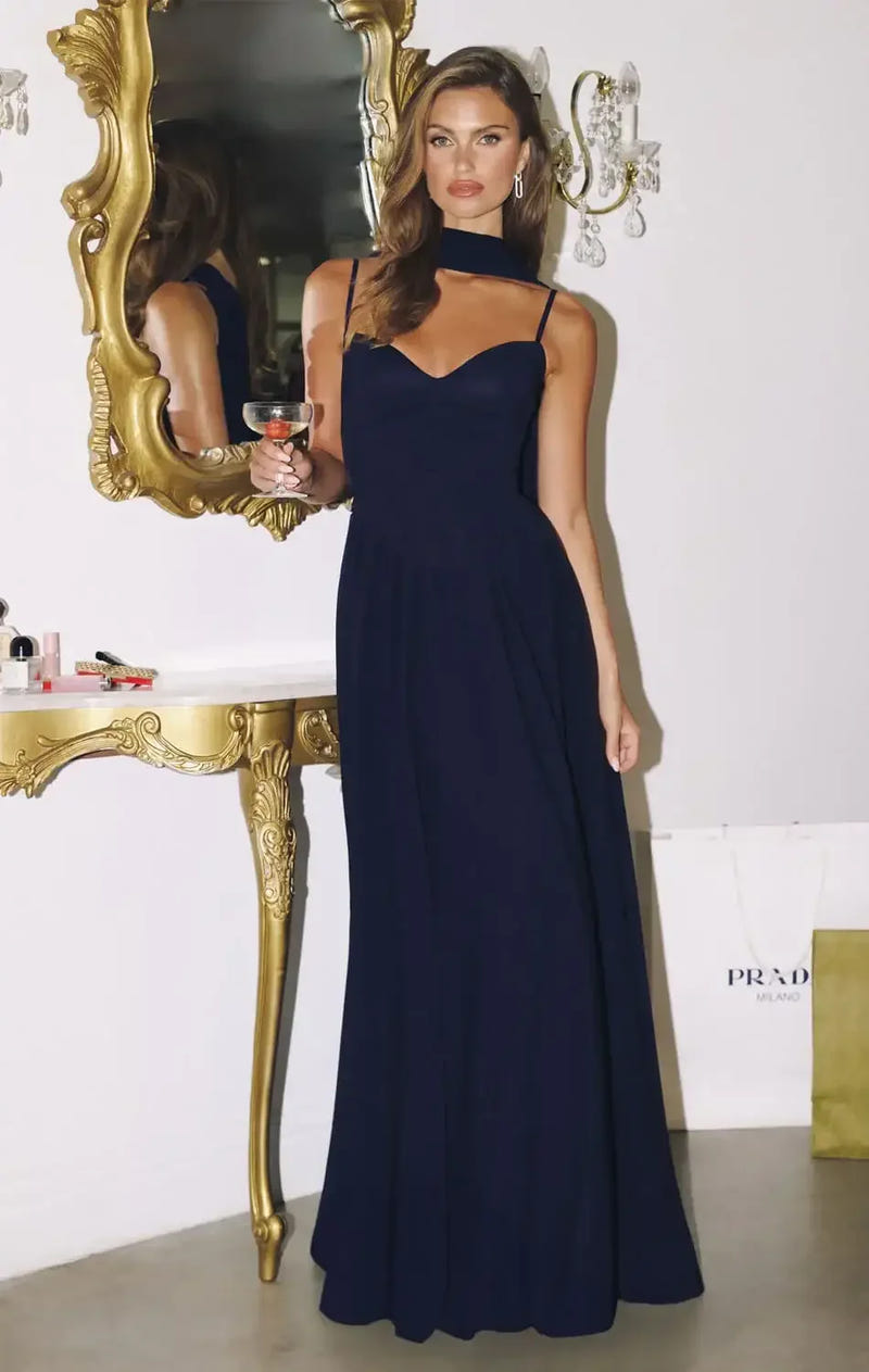 EFFIE GOWN - A-LINE CHIFFON DRESS WITH SCARF