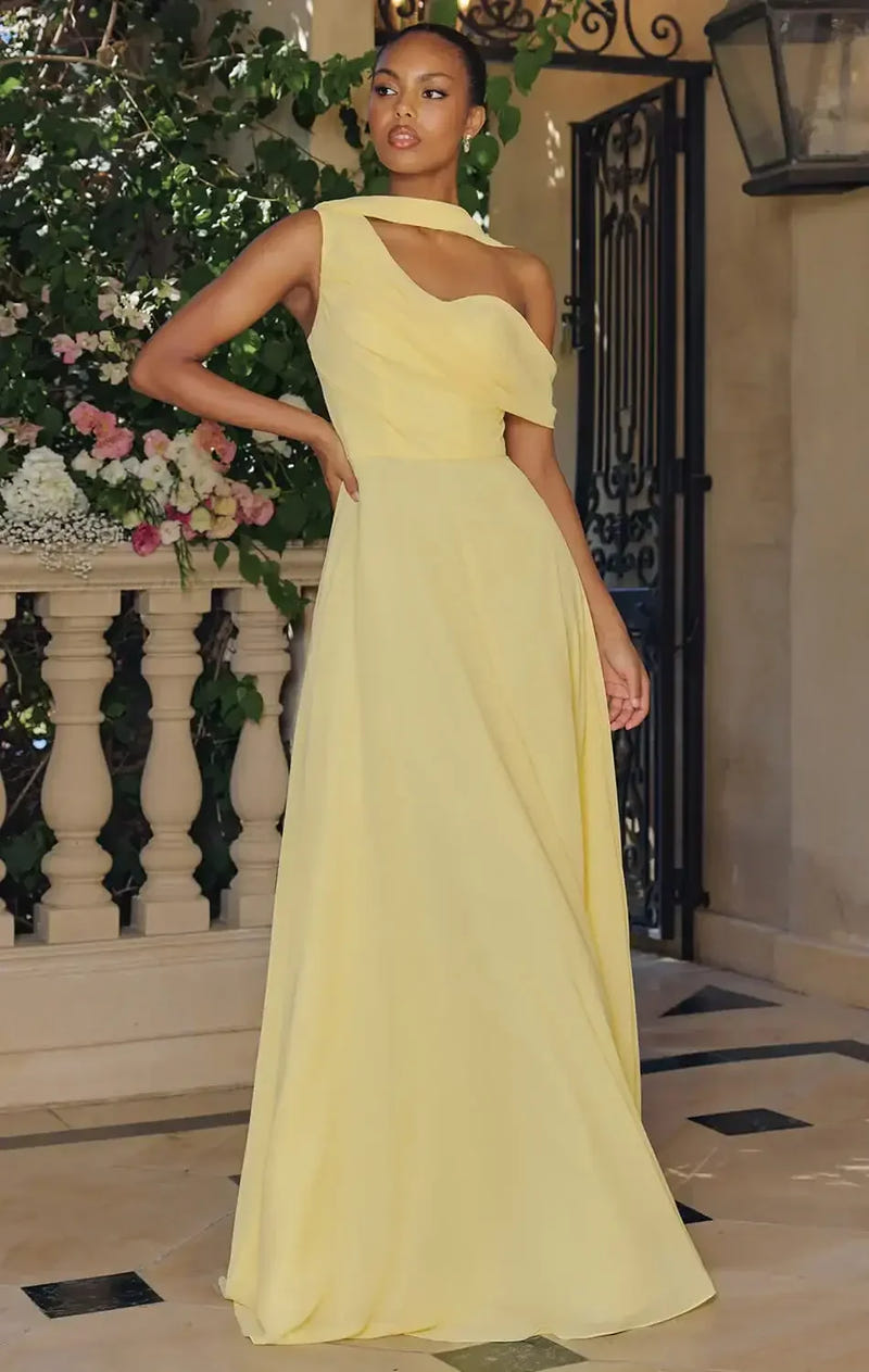 VENUS GOWN - ONE SHOULDER CHIFFON DRESS