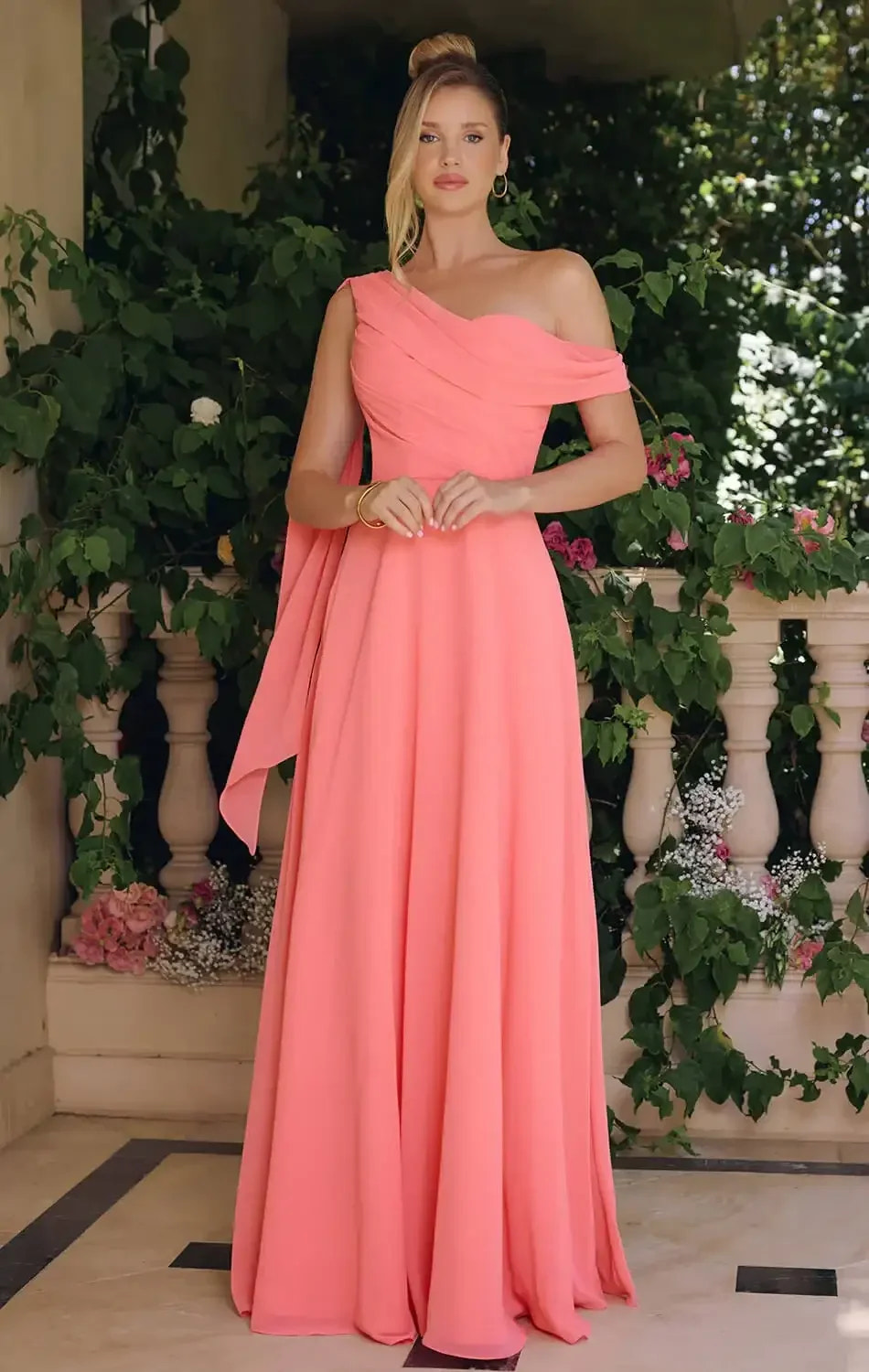 VENUS GOWN - ONE SHOULDER CHIFFON DRESS