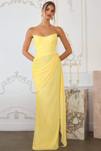 Skyler Gown - Strapless Draped Chiffon Dress