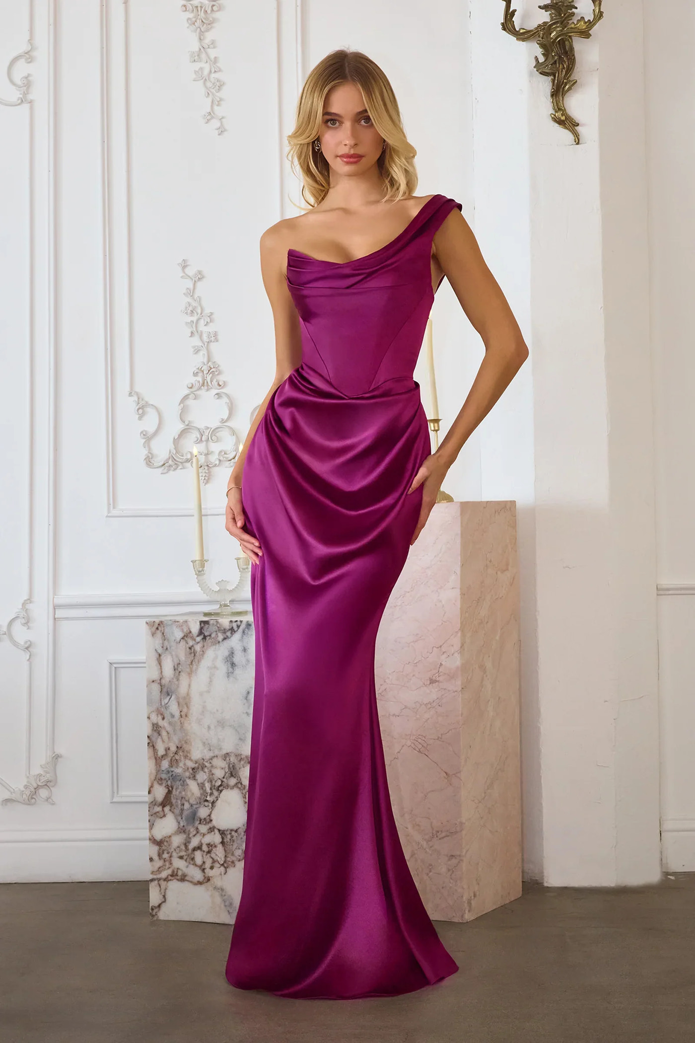 Denali Gown - One Shoulder Satin Mermaid Dress