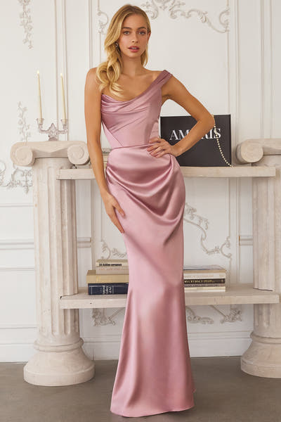 ISC SALE - Danilynn Gown - One Shoulder Satin Mermaid Dress