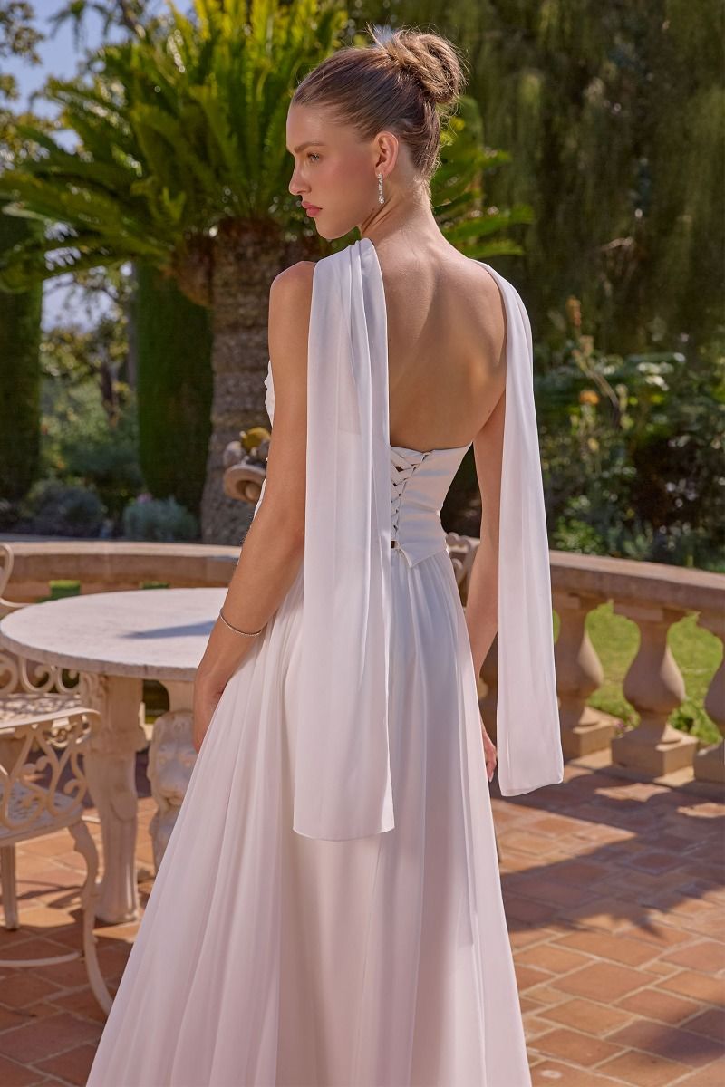 white chiffon evening dress Long Sleeve White Chiffon Long Formal Dress Off White / Large